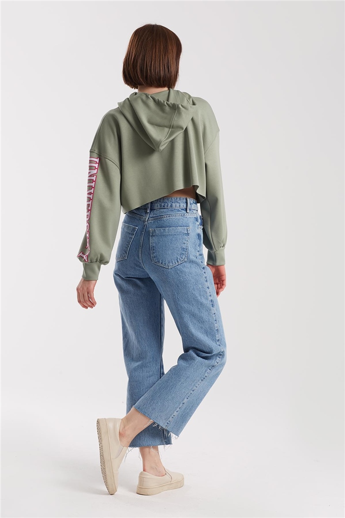 Nisan Baskılı Kısa Sweatshirt  MİNT  N21-1254