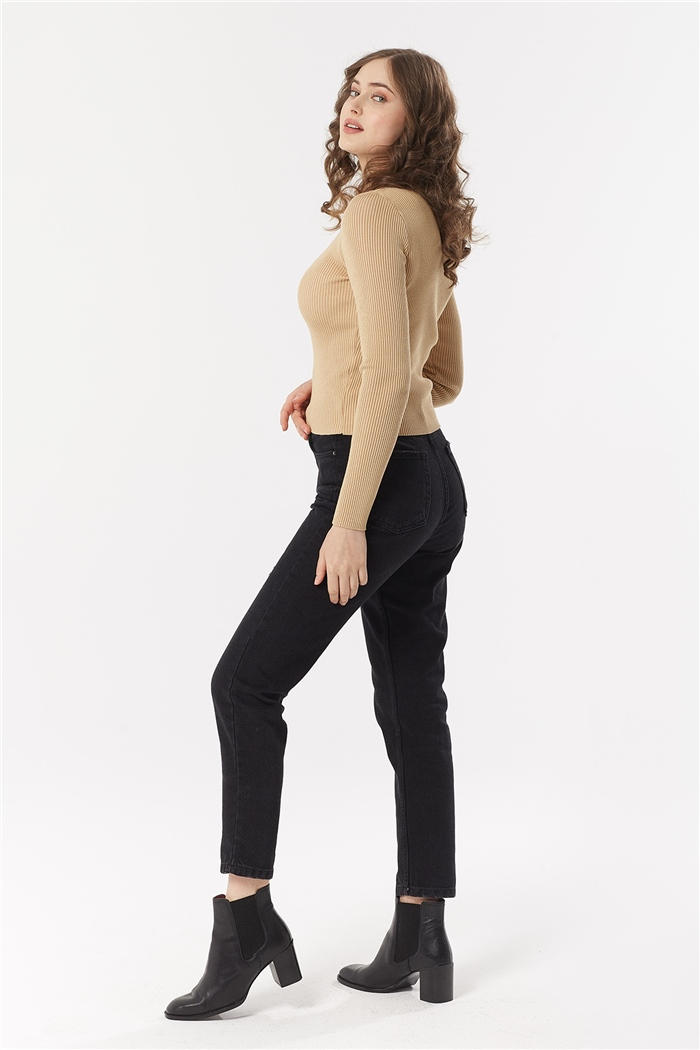 Nisan BİSİKLET YAKA FİTİLLİ TRİKO KAZAK  CAMEL  TT3412-Z
