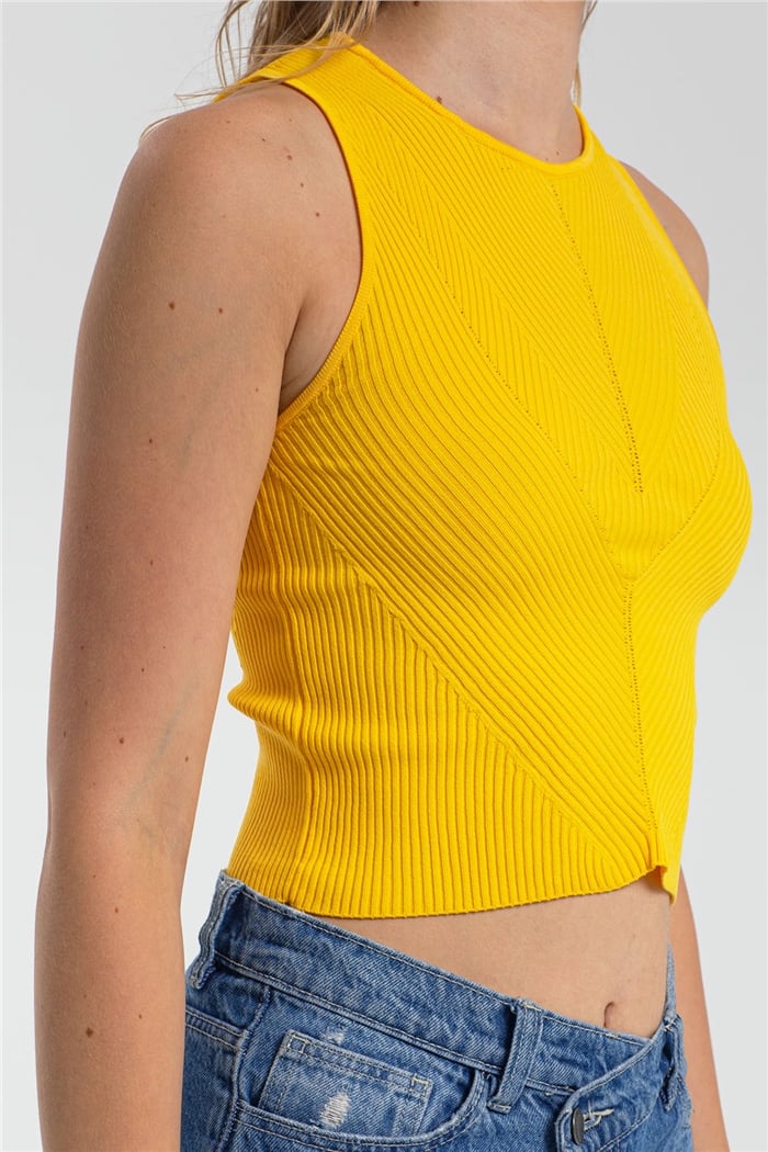 Nisan Bisiklet Yaka Triko Bluz  SARI  TT3193-Z