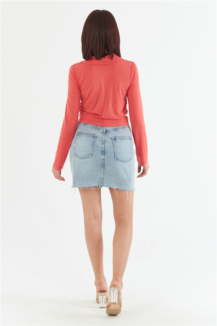 Nisan BÜZGÜ DETAYLI BLUZ  CORAL  N22-1359