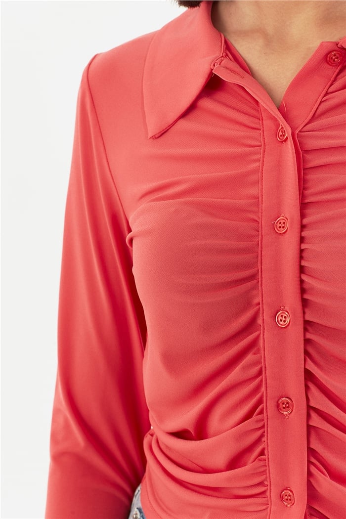 Nisan BÜZGÜ DETAYLI BLUZ  CORAL  N22-1359