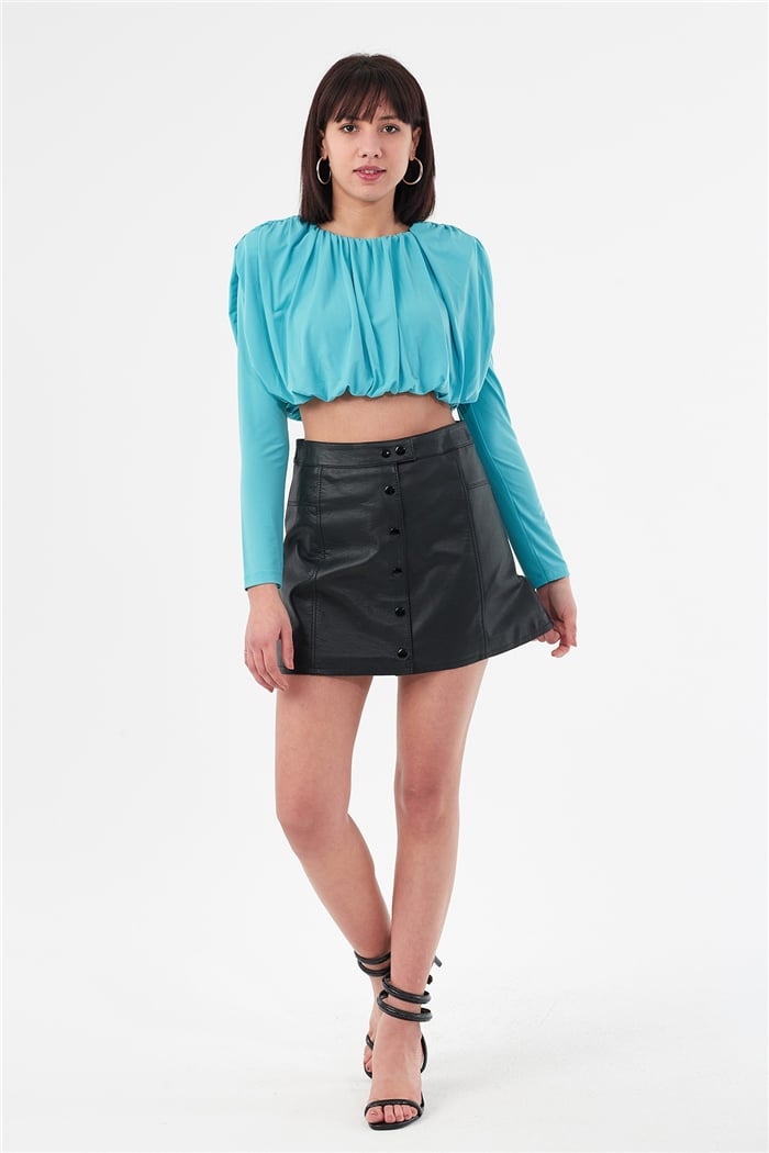 Nisan BÜZGÜLÜ BLUZ  AQUA  N22-1362