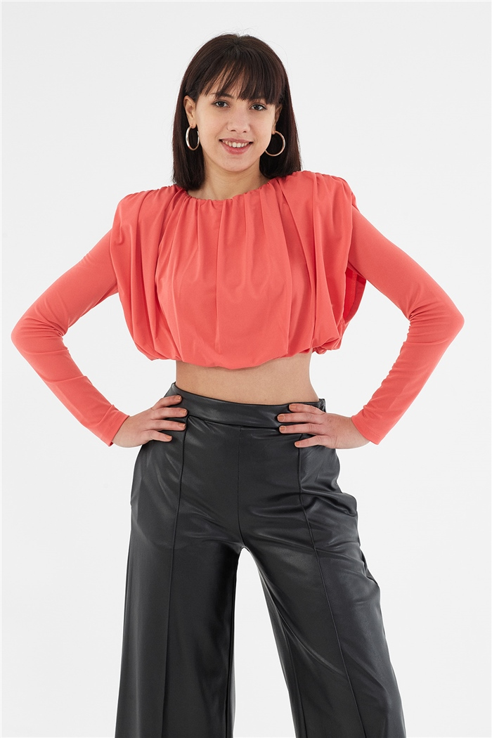 Nisan BÜZGÜLÜ BLUZ  CORAL  N22-1362