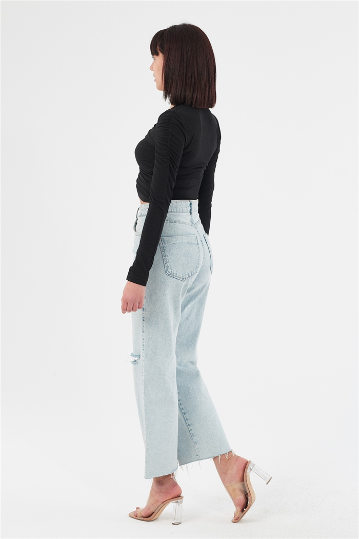 Nisan BÜZGÜLÜ BLUZ  SİYAH  N22-1357