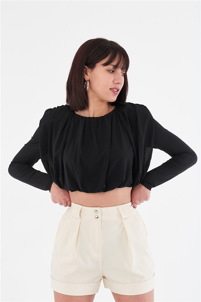 Nisan BÜZGÜLÜ BLUZ  SİYAH  N22-1362