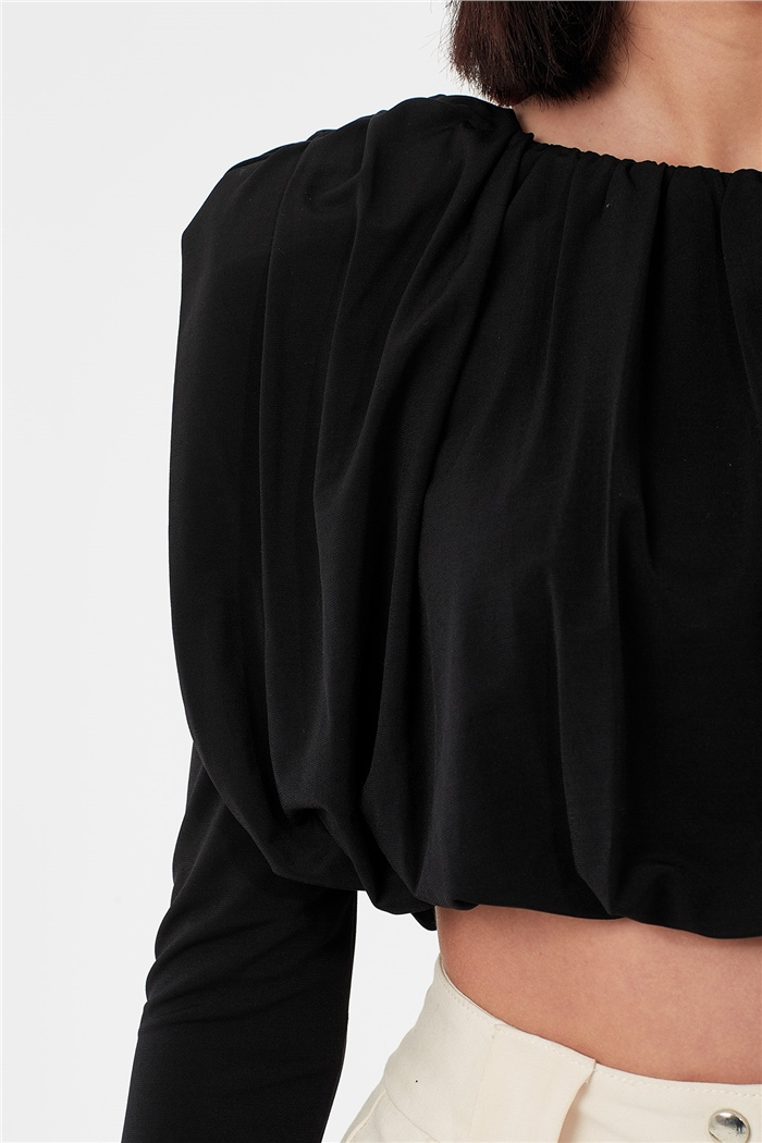 Nisan BÜZGÜLÜ BLUZ  SİYAH  N22-1362