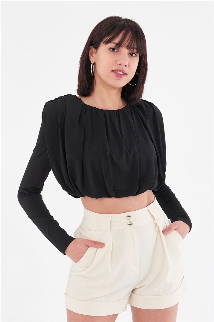 Nisan BÜZGÜLÜ BLUZ  SİYAH  N22-1362