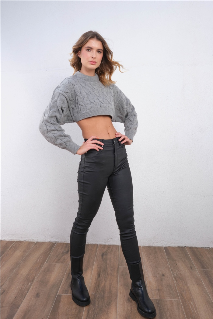 Nisan Crop Triko Kazak  GRİ  TT3756-Z