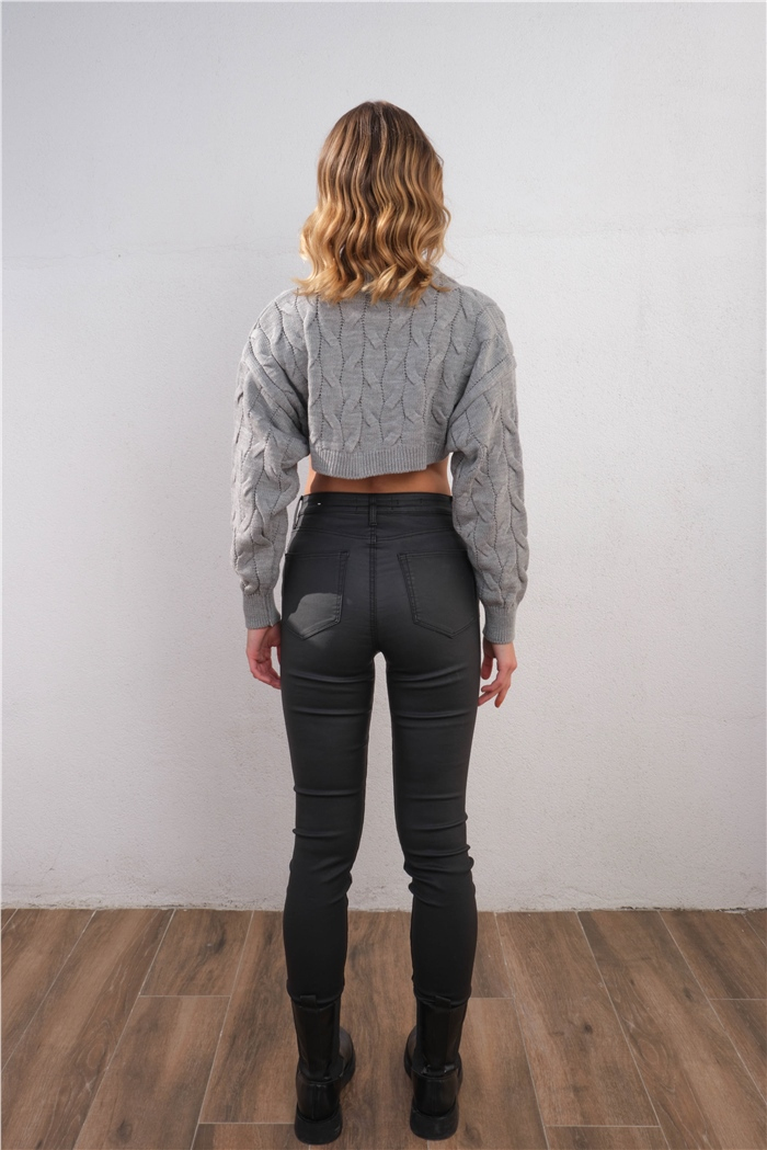 Nisan Crop Triko Kazak  GRİ  TT3756-Z