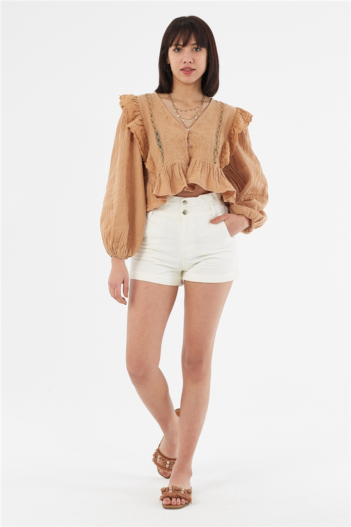 Nisan DANTEL DETAYLI BLUZ  CAMEL  N22-1346