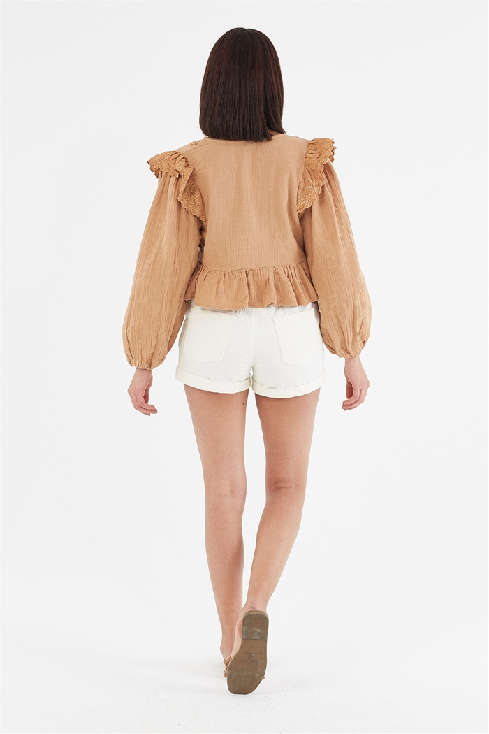 Nisan DANTEL DETAYLI BLUZ  CAMEL  N22-1346