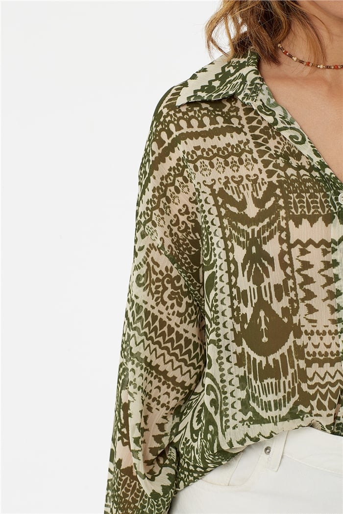 Nisan DESENLİ ŞİFON GÖMLEK  BENETTON  N22-1438