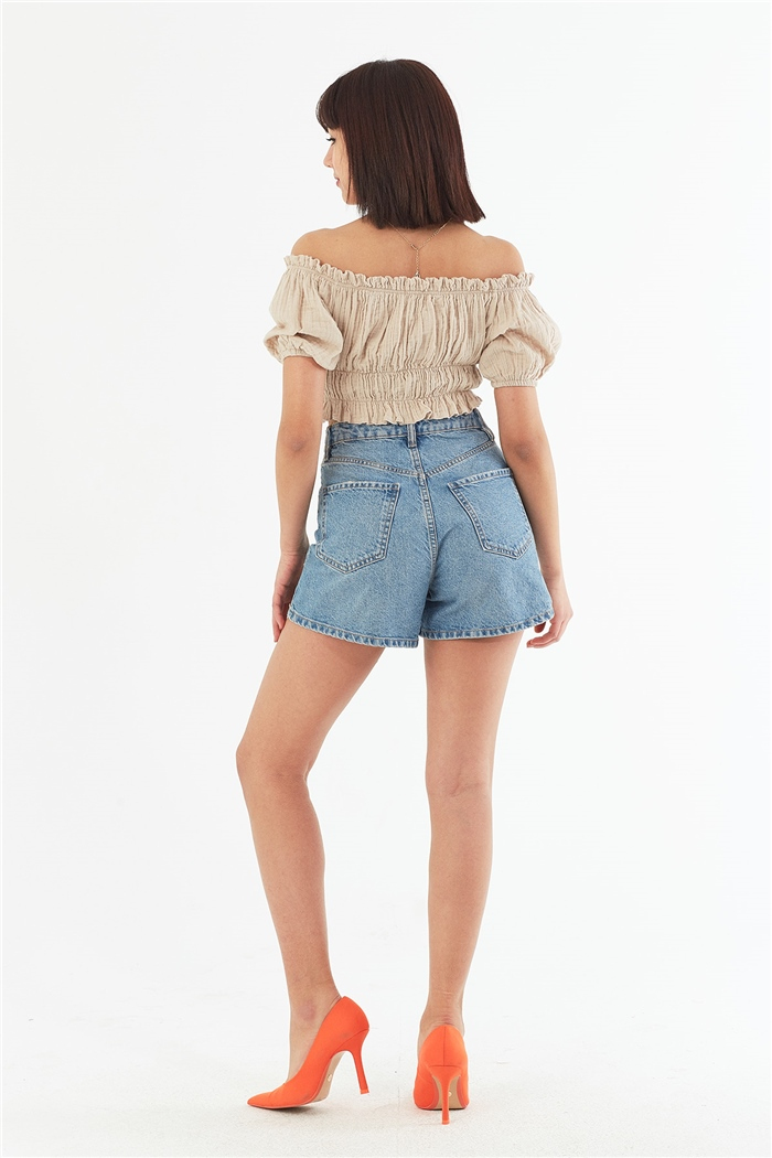 Nisan DÜŞÜK OMUZLU CROP  BEJ  N22-1349