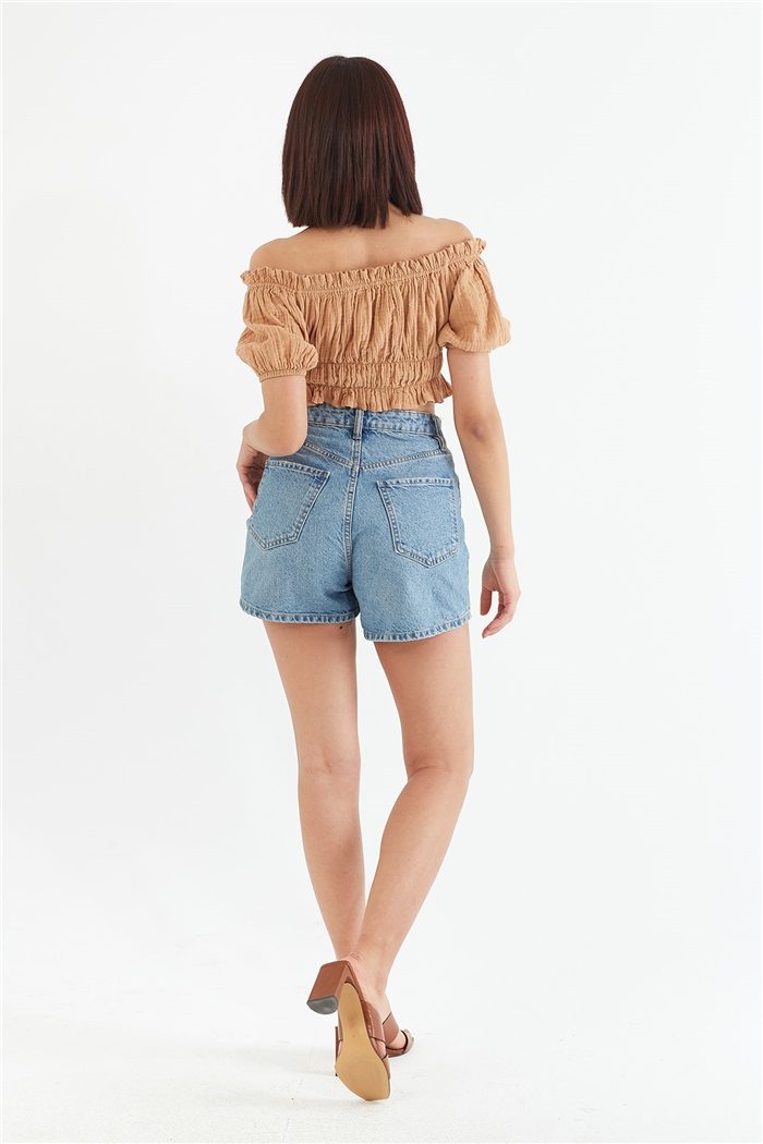 Nisan DÜŞÜK OMUZLU CROP  CAMEL  N22-1349