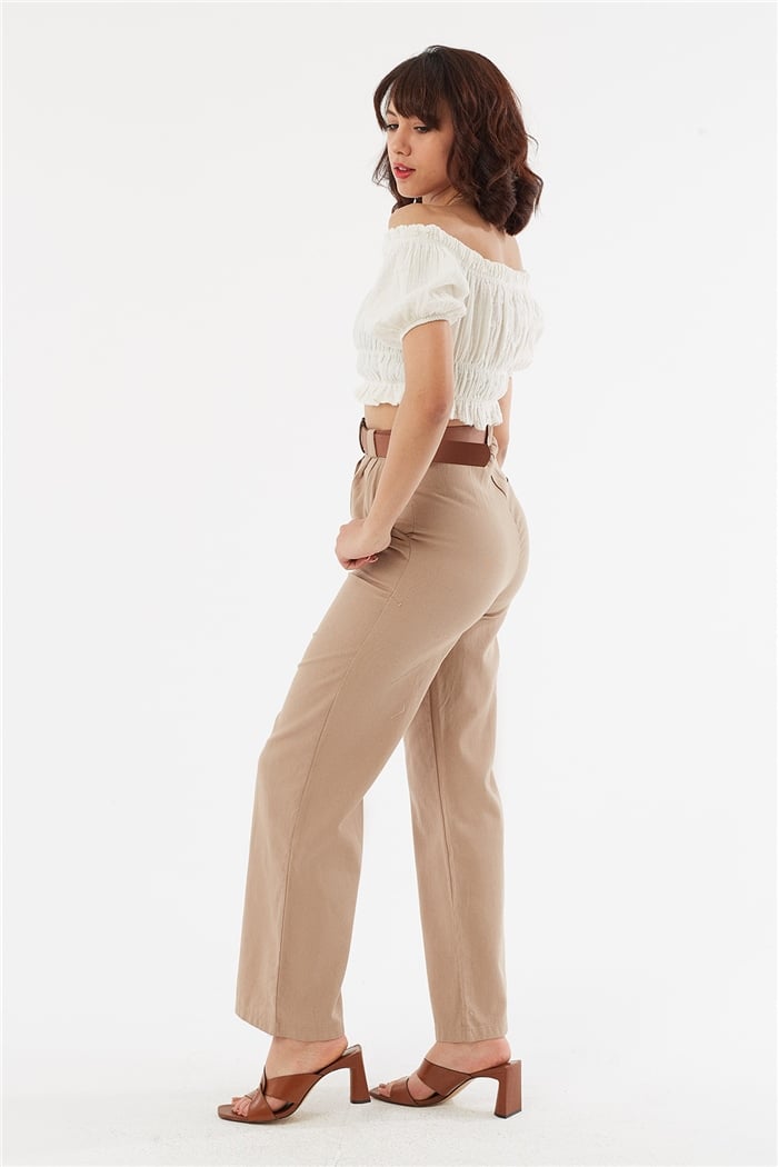 Nisan DÜŞÜK OMUZLU CROP  EKRU  N22-1349
