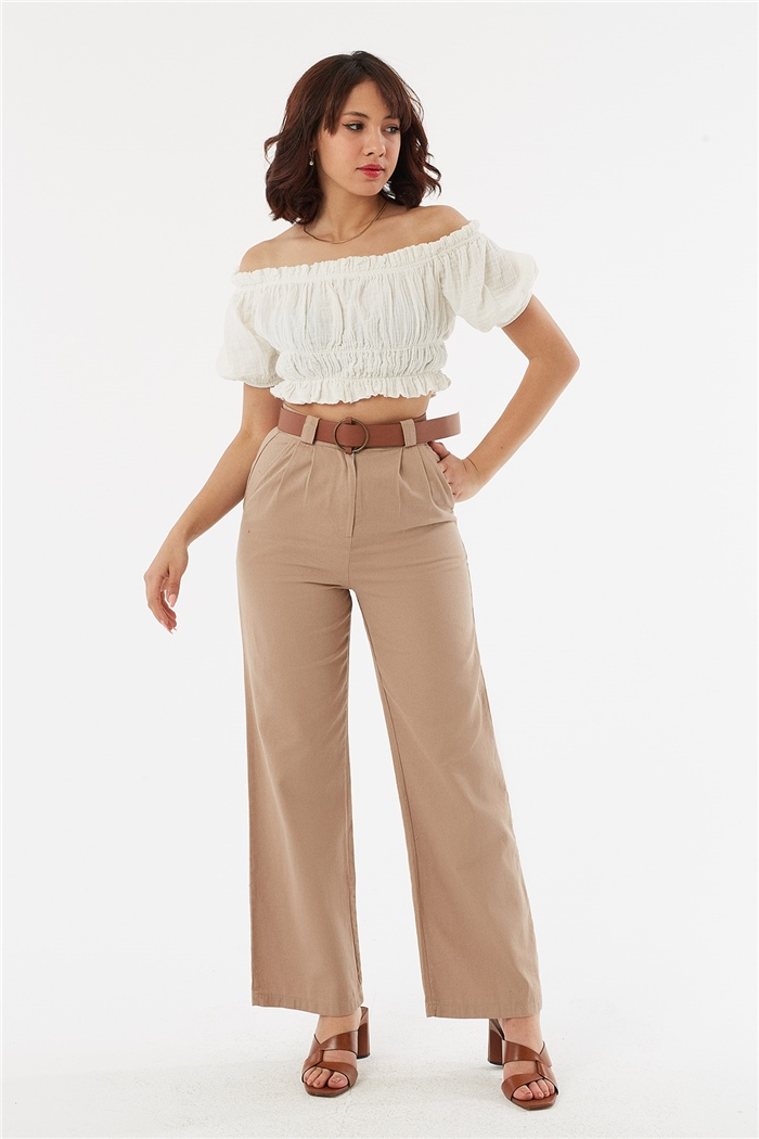 Nisan DÜŞÜK OMUZLU CROP  EKRU  N22-1349