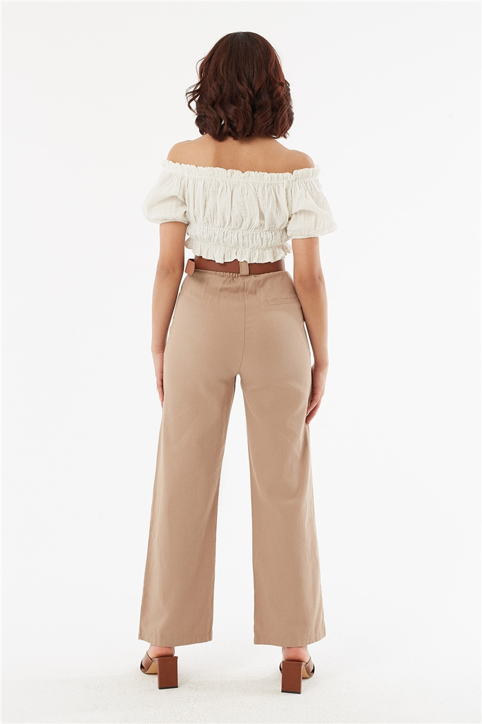Nisan DÜŞÜK OMUZLU CROP  EKRU  N22-1349