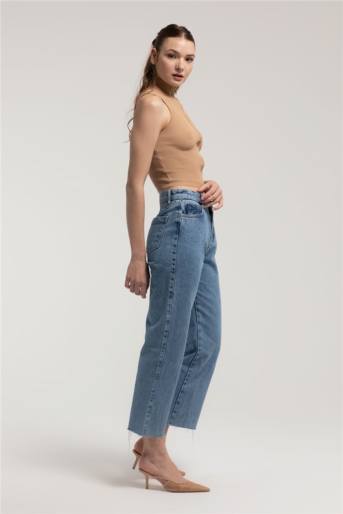 Nisan Fermuarlı Dik Yakalı Triko Bluz  CAMEL  TT2989-Z