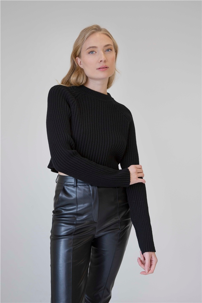 Nisan Fitilli Triko Kazak  SİYAH  TT3781-Z