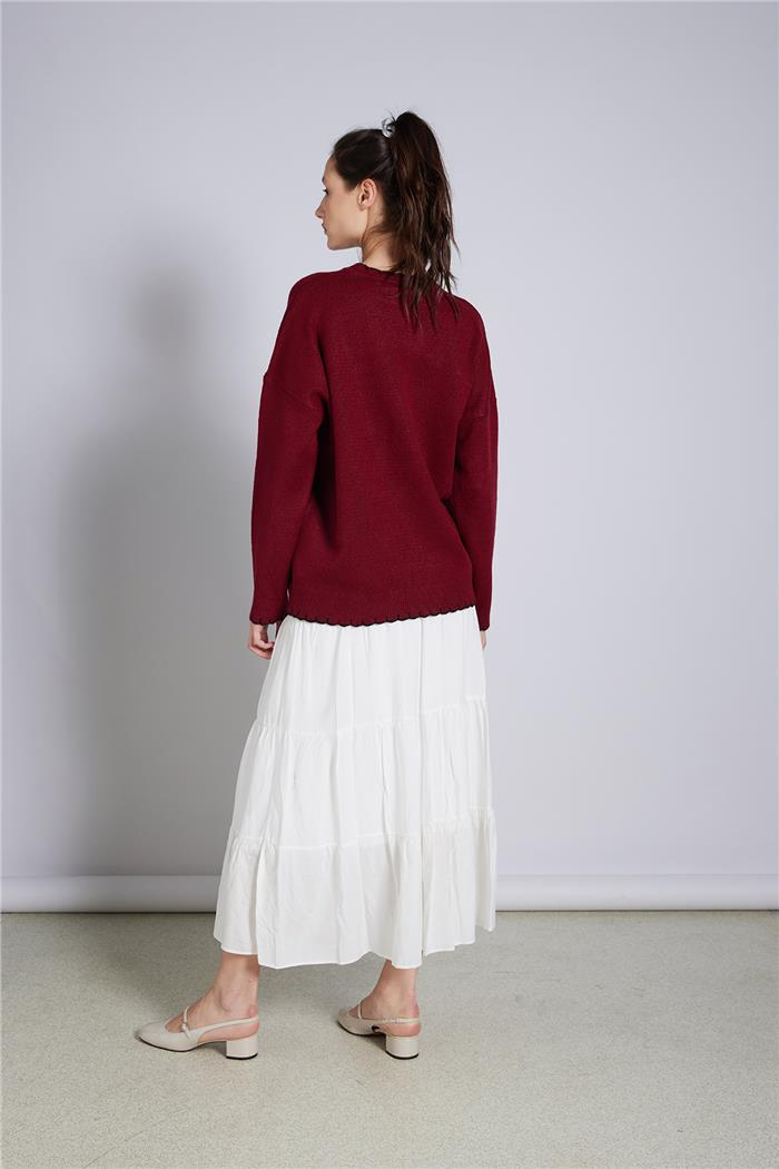 Nisan  FİYONK DESENLİ TRİKO KAZAK BORDO-SİYAH A92612-S