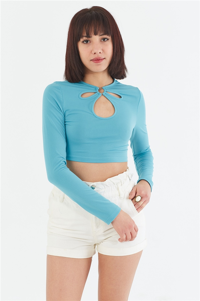 Nisan HALKA DETAYLI BLUZ  AQUA  N22-1355