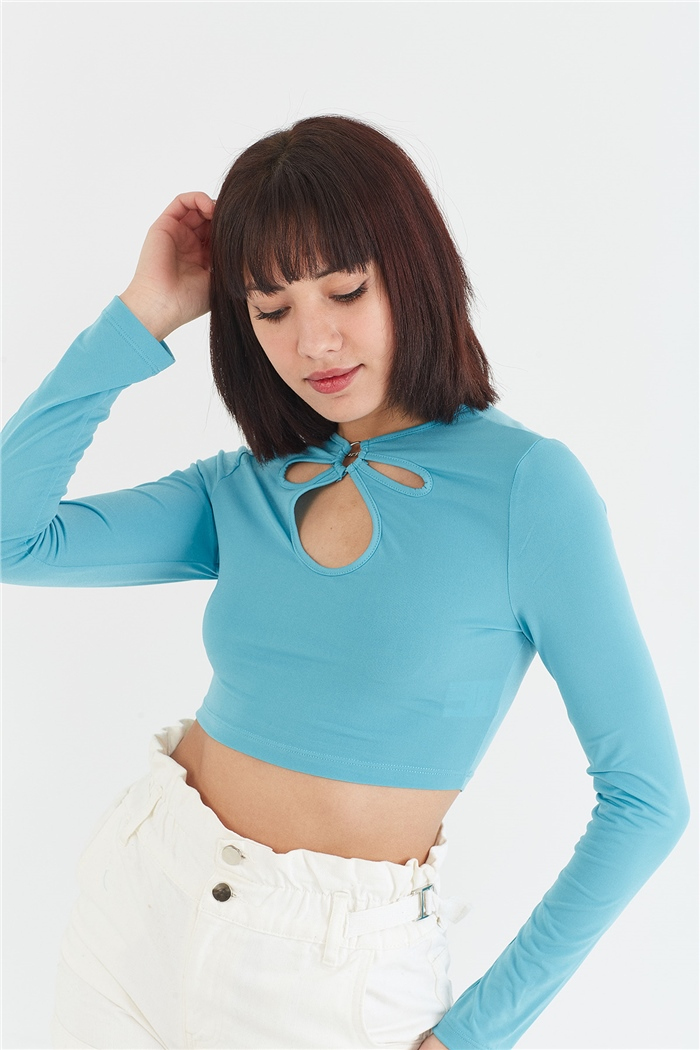 Nisan HALKA DETAYLI BLUZ  AQUA  N22-1355