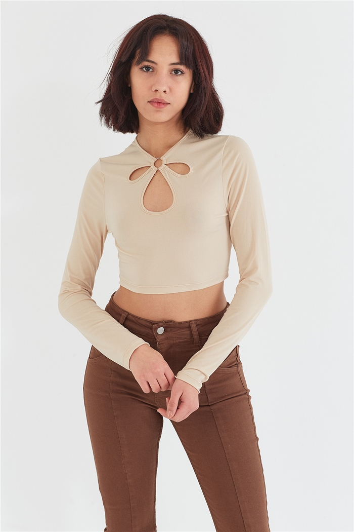 Nisan HALKA DETAYLI BLUZ  BEJ  N22-1355