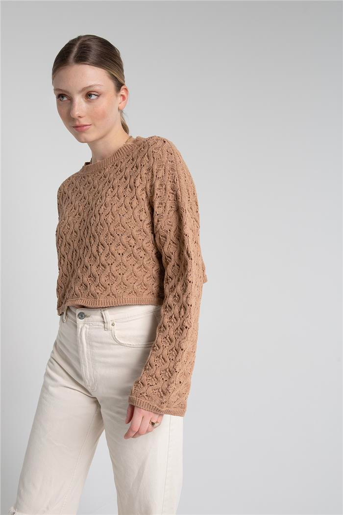 Nisan  Kabartma Desen Triko Kazak CAMEL TT3767-Z