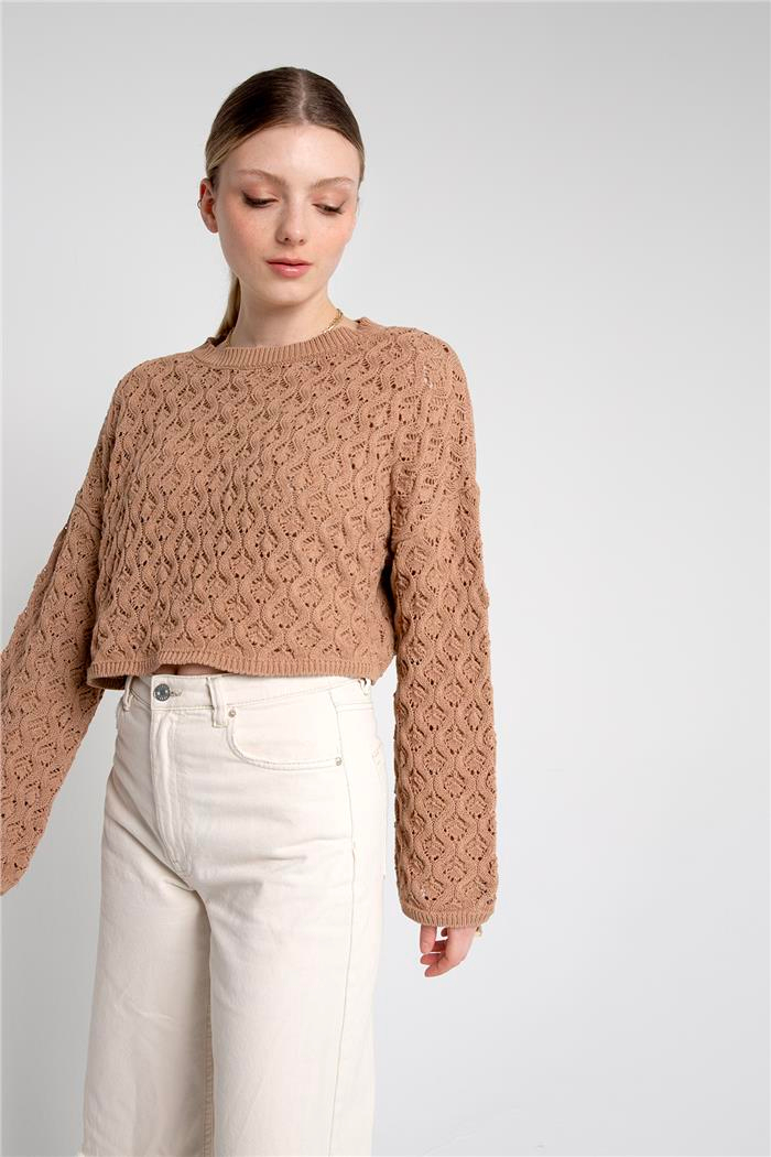Nisan  Kabartma Desen Triko Kazak CAMEL TT3767-Z