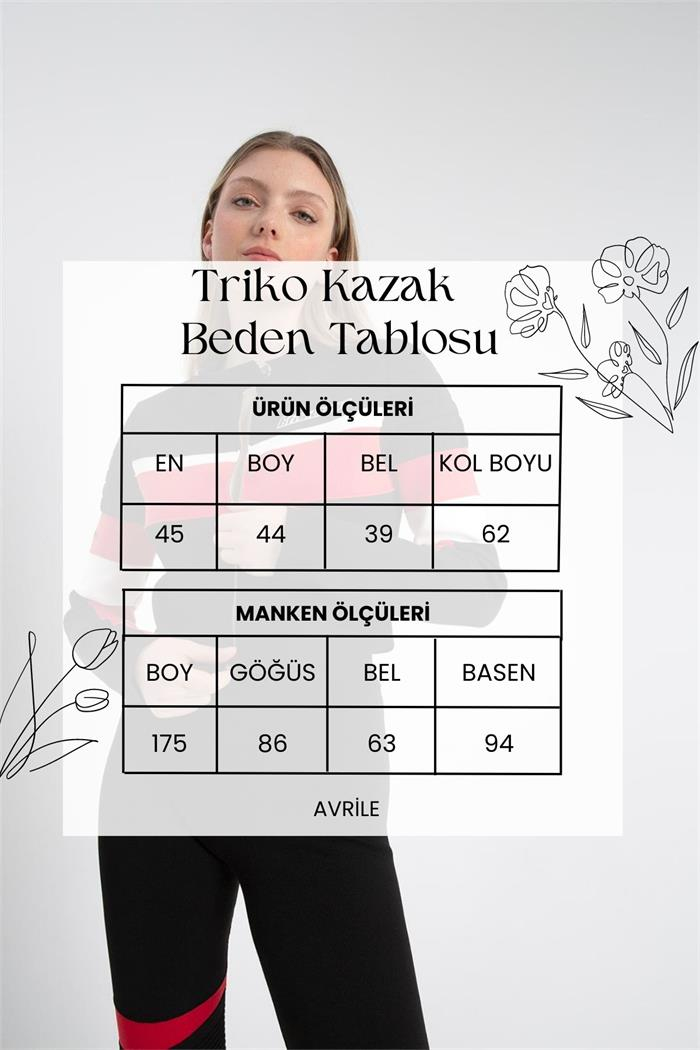 Nisan Kadın Biker Triko Ceket SİYAH-KIRMIZI TT3803-Z