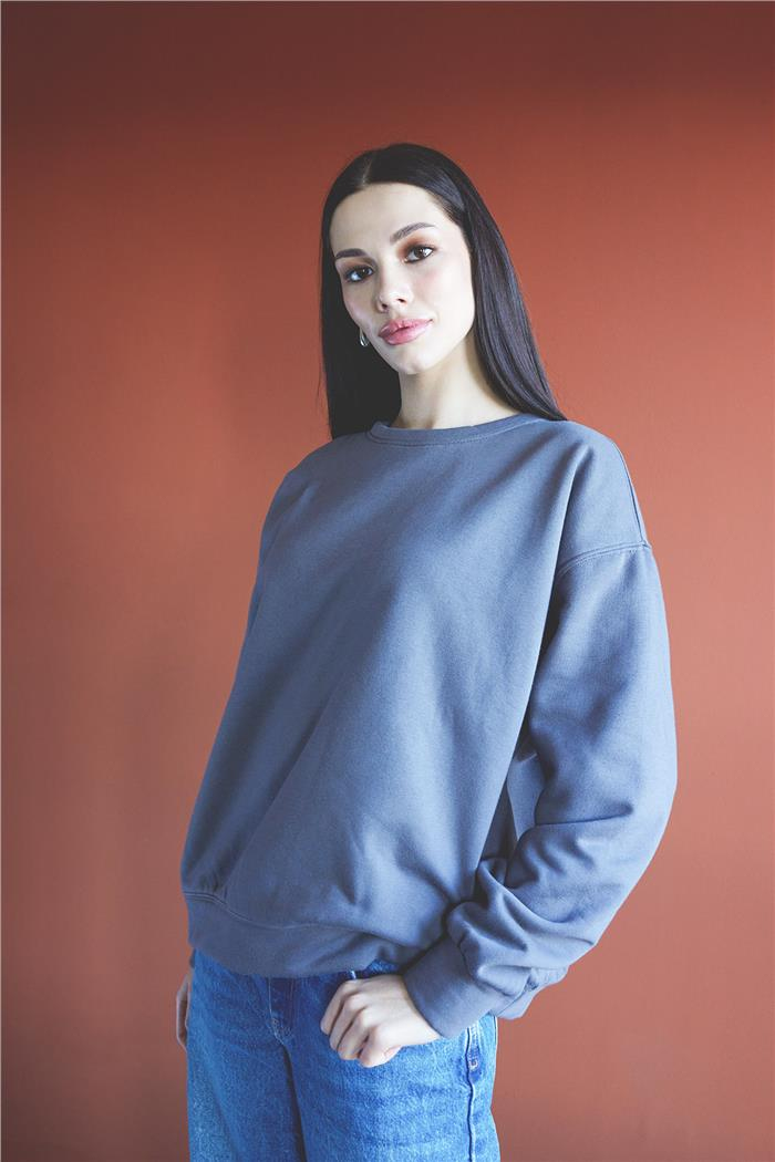 Nisan Kadın Bisiklet Yaka Oversize Sweatshirt ANTRASİT N24-1782
