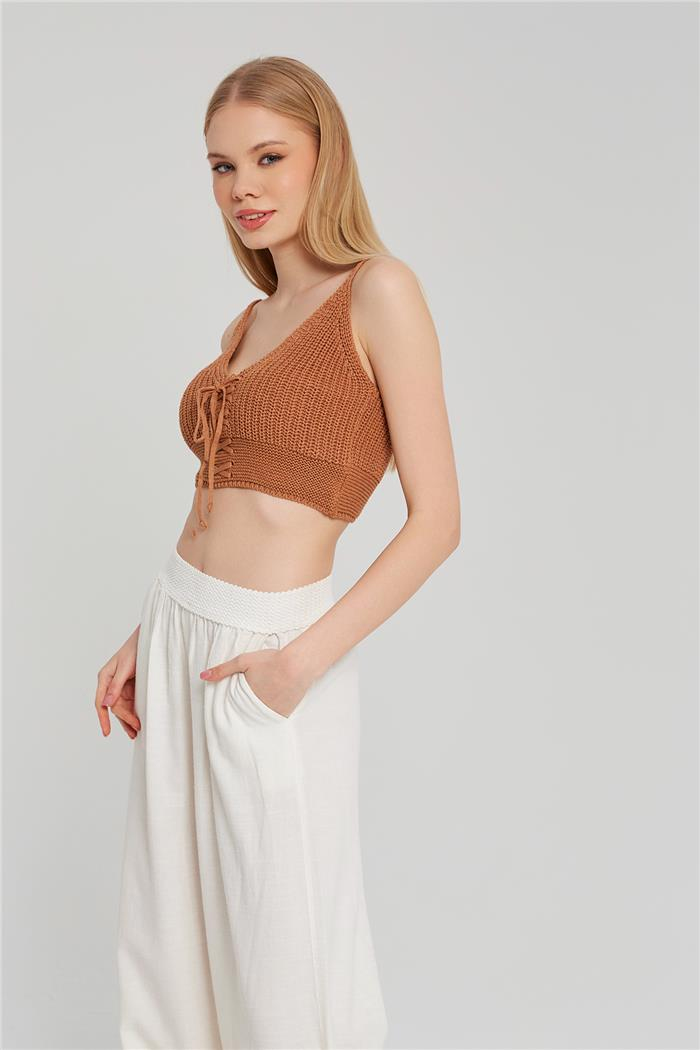 Nisan Kadın Crop Triko Büstiyer CAMEL TT3146-Z
