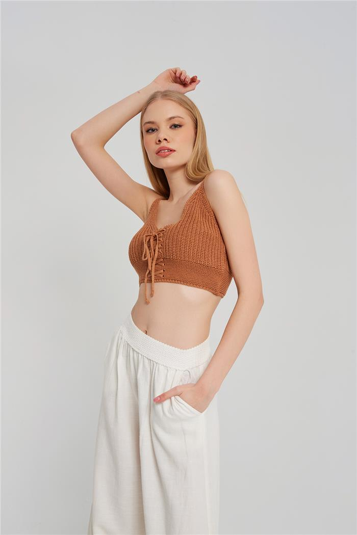 Nisan Kadın Crop Triko Büstiyer CAMEL TT3146-Z