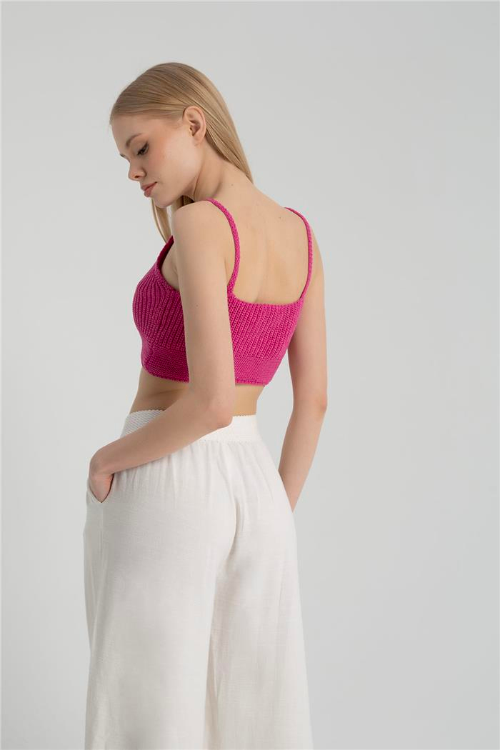 Nisan Kadın Crop Triko Büstiyer FUŞYA TT3146-Z