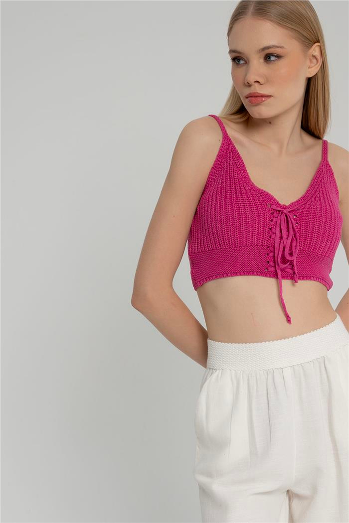 Nisan Kadın Crop Triko Büstiyer FUŞYA TT3146-Z