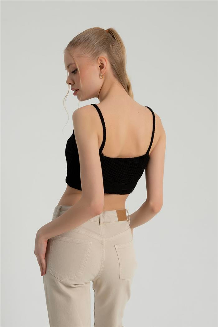Nisan Kadın Crop Triko Büstiyer SİYAH TT3146-Z