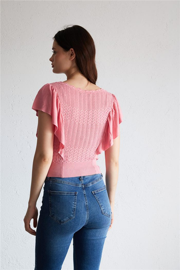Nisan Kadın DANTELLİ BLUZ PEMBE TT3921-Z