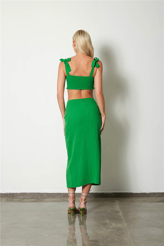 Nisan Kadın Drape Detaylı Keten Etek BENETTON N23-1633