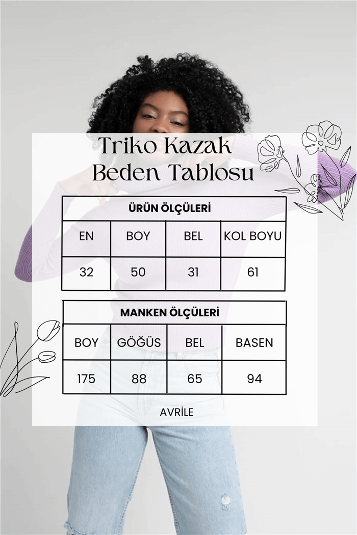 Nisan Kadın Fitilli Balıkçı Yaka Triko Kazak LİLA TT3812-Z