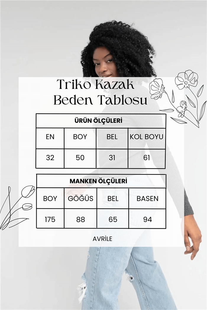 Nisan Kadın Fitilli Balıkçı Yaka Triko Kazak ANTRASİT TT3812-Z