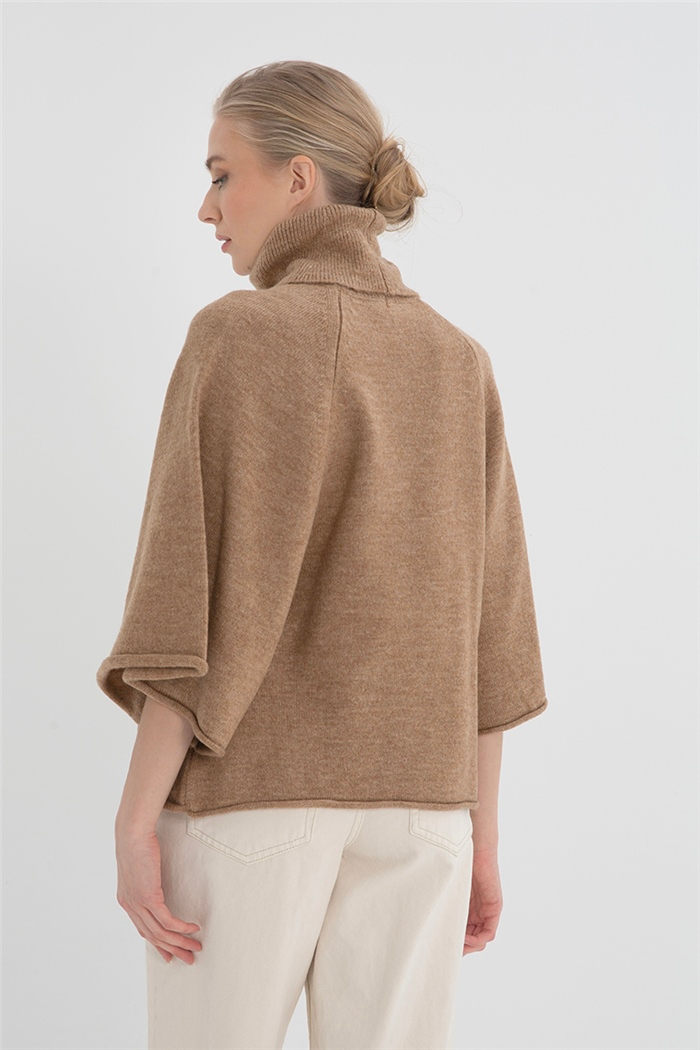 Nisan Kadın Geniş Kollu Triko Kazak CAMEL TT3793-Z