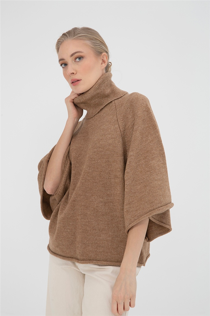 Nisan Kadın Geniş Kollu Triko Kazak CAMEL TT3793-Z
