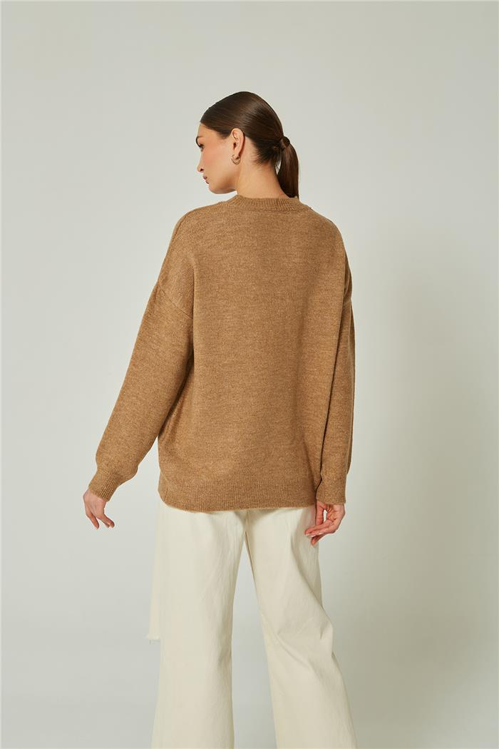 Nisan Kadın İncili Triko Kazak CAMEL TT3882-Z