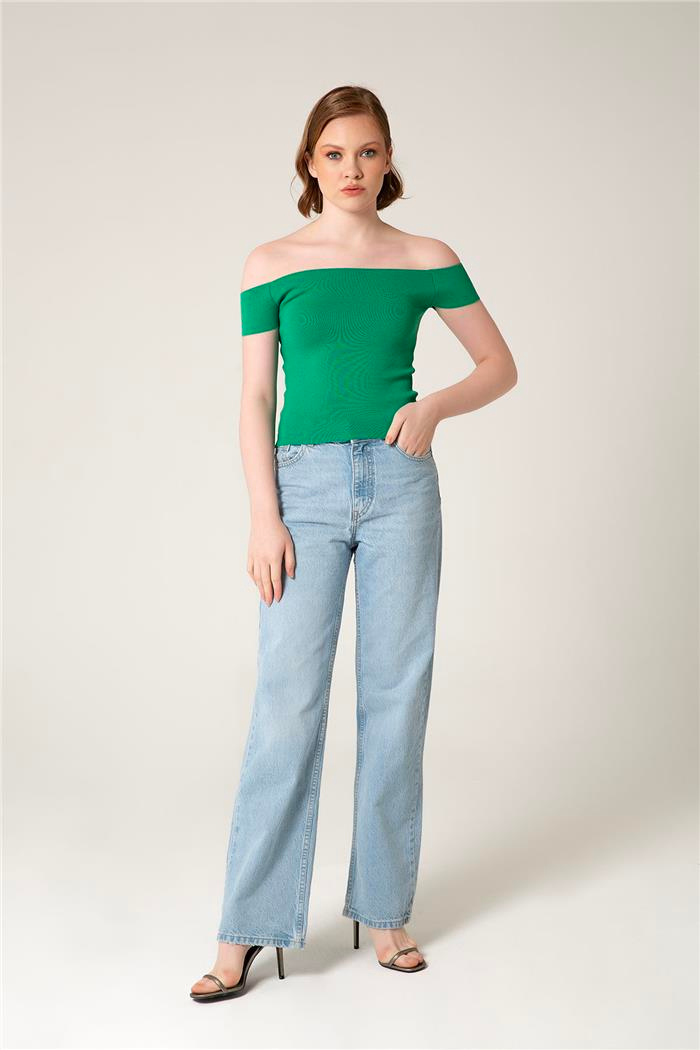 Nisan Kadın Kayık Yaka Kısa Kol Triko Bluz BENETTON TT2321-S