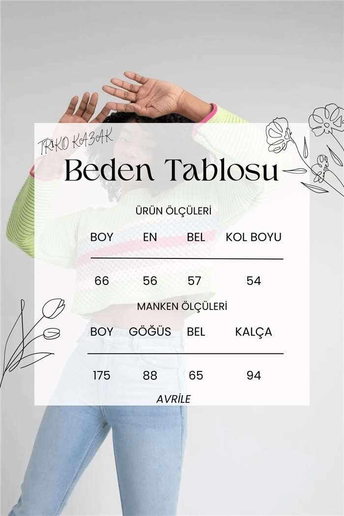 Nisan Kadın Kayık Yaka Renkli Triko Kazak ELMA YEŞİLİ-FUŞYA TT3857-Z