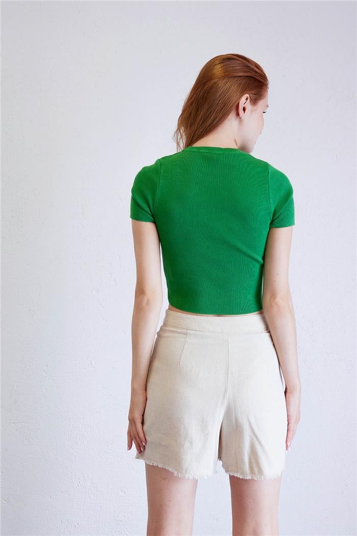 Nisan Kadın Kısa Kollu Triko Bluz BENETTON TT3930-Z