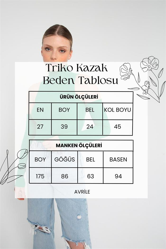 Nisan Kadın Kol Pencere Detaylı Triko Kazak BENETTON TT3841-Z