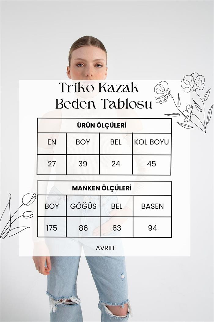 Nisan Kadın Kol Pencere Detaylı Triko Kazak HAM EKRU TT3841-Z