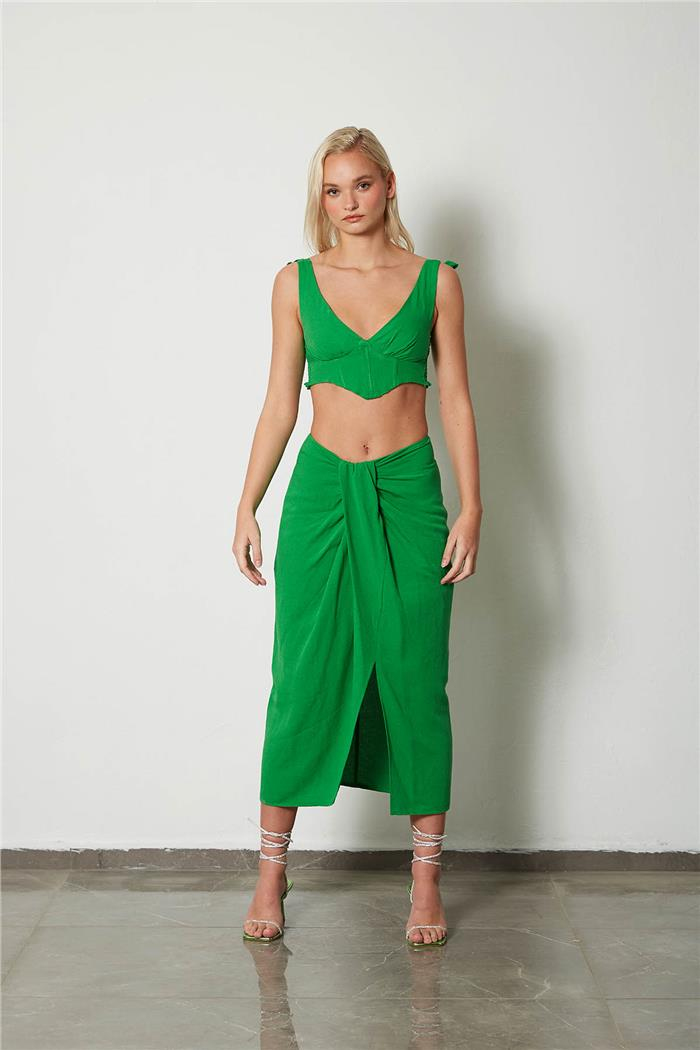 Nisan Kadın Korsaj Detaylı Keten Büstiyer BENETTON N23-1628