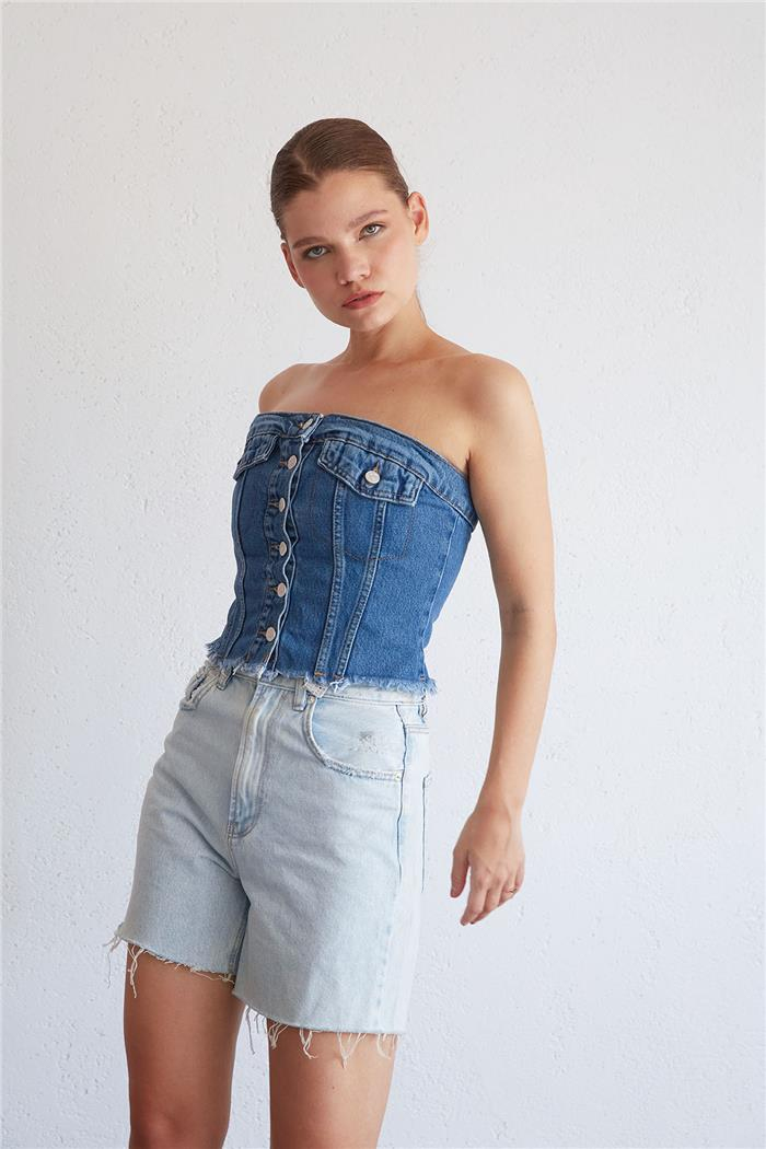 Nisan Kadın Kot Bluz MAVİ PD23-1049